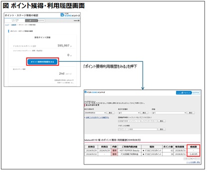 ポイント獲得利用履歴画面